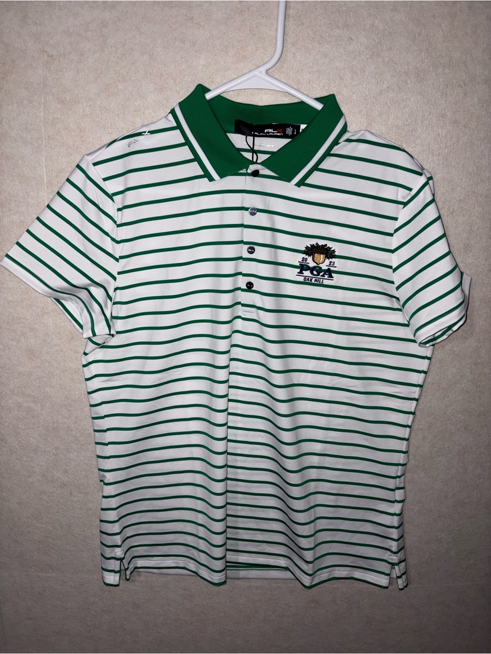 Ralph Lauren White and Green Striped Polo Shirt